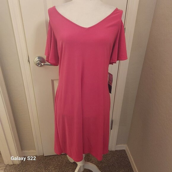 MSK Hot Pink Cold Shoulder Dress. NWT. Size Small - Picture 1 of 10